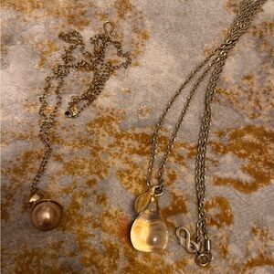 Kenneth Jay Lane Pear charm Elegant Gold Pendant Necklace Set